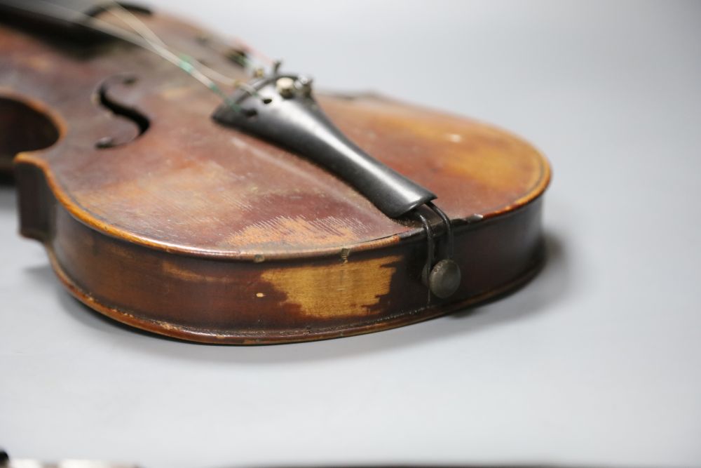 A late 19th century German violin unlabelled, cased